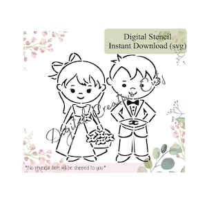 Wedding PYO cookie stencil Digital download SVG cutting file Personal use only.