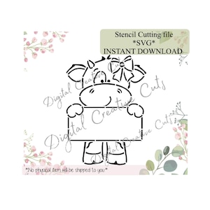 かわいい牛のサイン PYO クッキー ステンシル、即時ダウンロード、SVG カット ファイル、個人使用のみ。