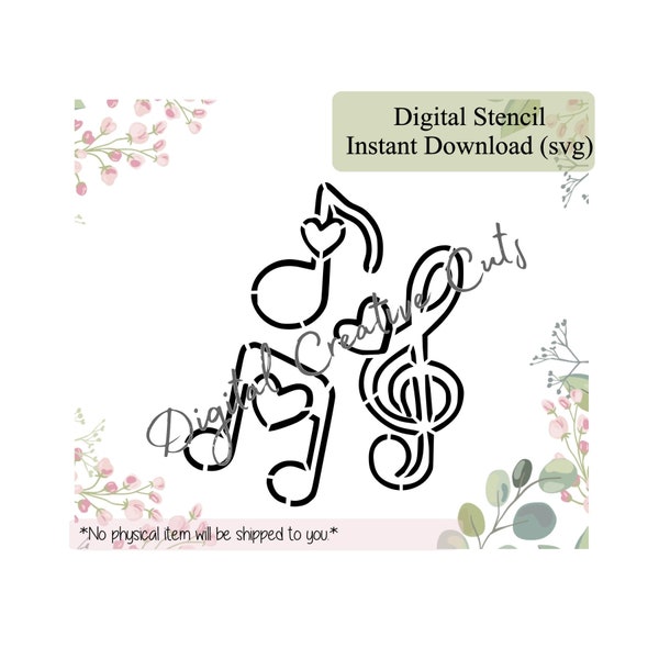 Musical PYO cookie stencil Digital download SVG format file Personal use only.