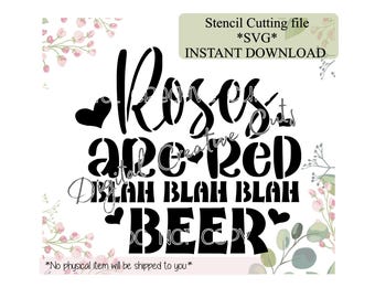 Valentine beer lovers cookie stencil instant download SVG cutting file.