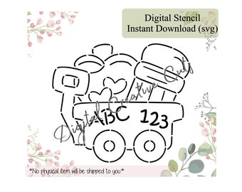 Back to school wheel barrow PYO cookie stencil Digital Instant download SVG cutting file Personal use only.