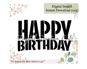 Happy birthday cookie stencil Digital download SVG cutting file Personal use only.