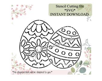 Easter eggs PYO cookie stencil Digital download SVG cutting file.