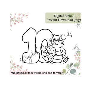 誕生日恐竜 PYO クッキー ステンシル デジタル ダウンロード SVG 形式ファイル 個人使用のみ。