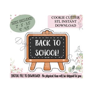 School blackboard cookie cutter 3D printing STL files instant download. 5 sizes included. Back to school