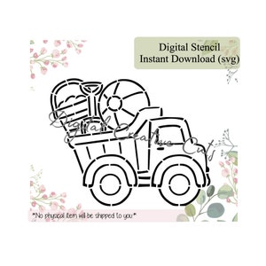 夏のビーチ ダンプ トラック PYO クッキー ステンシル SVG カット ファイルを即時ダウンロード。個人使用のみ。