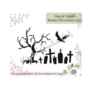 Cemetery cookie stencil Digital instant download SVG file Personal use only.
