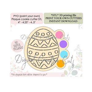 Easter egg PYO plaque cookie cutter STL files instant download. 3 sizes included.