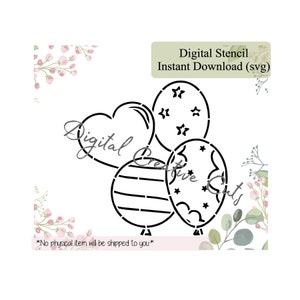誕生日用風船 PYO クッキー ステンシル デジタル ダウンロード SVG カット ファイル 個人使用のみ。
