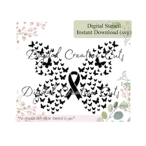 Breast cancer Awareness butterfly cookie stencil Digital download SVG format file Personal use only.