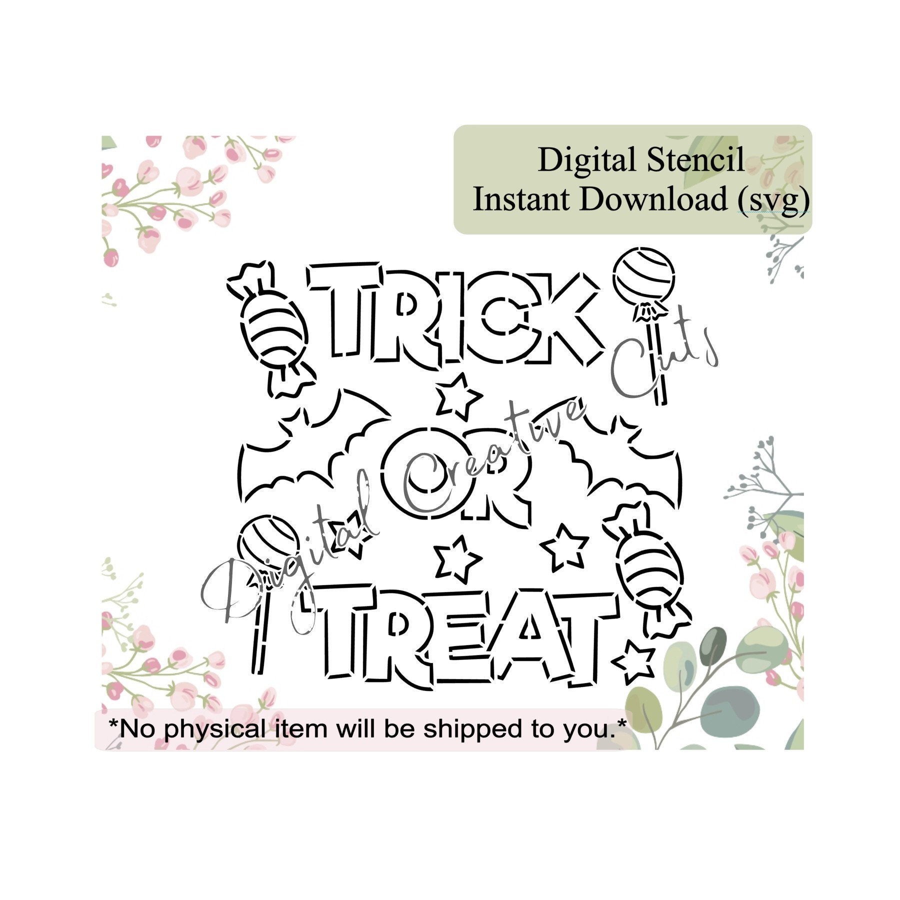 Halloween trick or treat PYO cookie stencil Digital download SVG cutting file Personal use only.