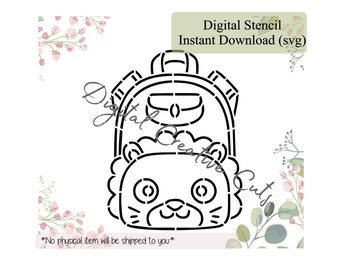 Back to school lion backpack PYO cookie stencil Digital Instant download SVG cutting file Personal use only.