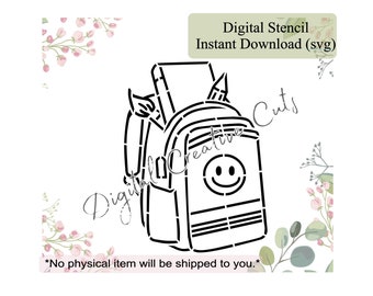 School backpack PYO cookie stencil Digital download SVG format file Personal use only.