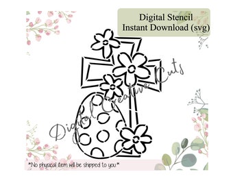 Easter cross PYO cookie stencil Digital download SVG cutting file Personal use only.