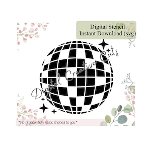 Disco ball cookie stencil Instant download file