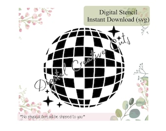Disco ball cookie stencil Instant download file
