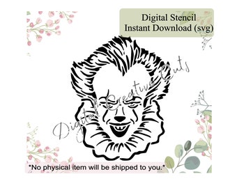 Halloween horror movie character clown cookie stencil Digital instant download SVG file Personal use only.