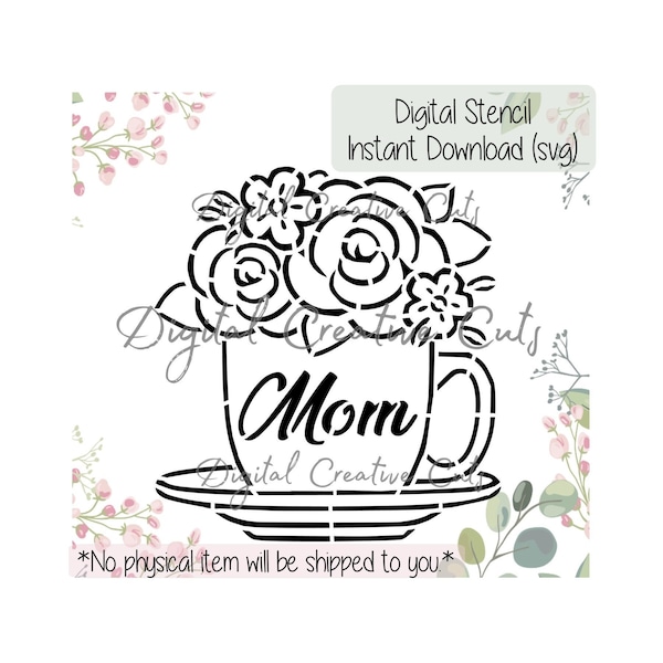 Mother's day PYO cookie stencil Digital download SVG format file Personal use only.