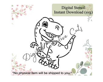 Dinosaur PYO cookie stencil Digital download SVG format file Personal use only.
