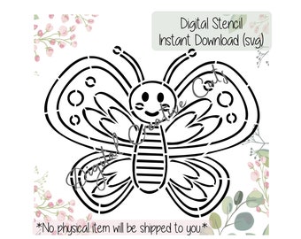 Butterfly PYO cookie stencil Digital download SVG format file Personal use only.