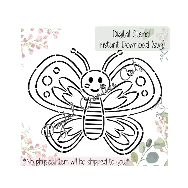 Butterfly PYO cookie stencil Digital download SVG format file Personal use only.