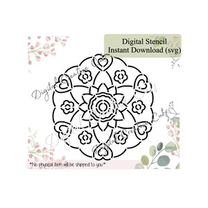 Valentine&#39;s day mandala PYO cookie stencil Digital download SVG format file Personal use only.