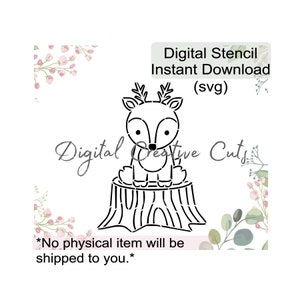 ウッドランド ディア PYO クッキー ステンシル デジタル ダウンロード SVG 形式ファイル 個人使用のみ。