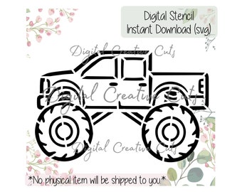 Monster truck PYO cookie stencil Digital download SVG format file Personal use only.