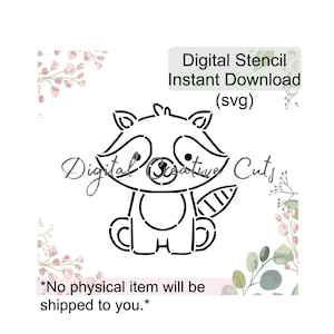 ウッドランドアライグマ PYO クッキー ステンシル デジタル ダウンロード SVG 形式ファイル 個人使用のみ。
