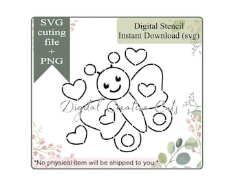 Valentine's day butterfly PYO cookie stencil Digital download SVG cutting file and PNG Personal use only. tb098
