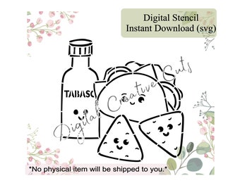 Mexican food taco PYO cookie stencil Digital download SVG file Personal use only.