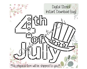 4th of July PYO cookie stencil Digital download SVG format file Personal use only.