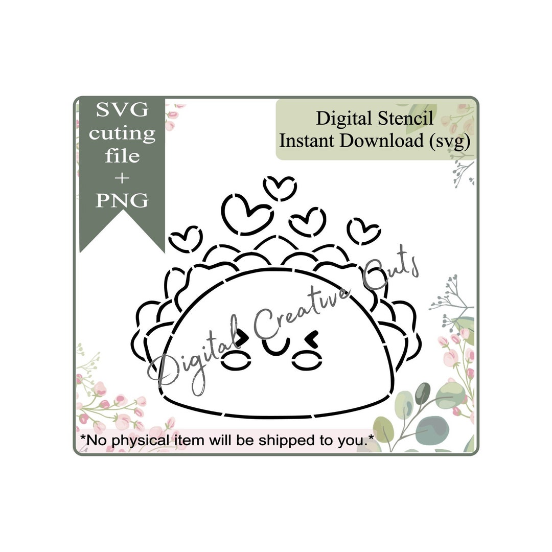 Valentine's Day Taco PYO Cookie Stencil Digital Download SVG Cutting ...