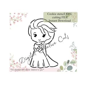 Princess PYO cookie stencil Digital download SVG format file.