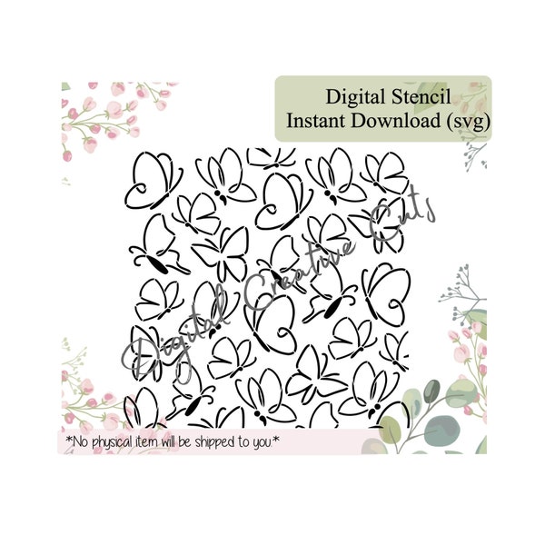 Butterflies background pattern cookie stencil Digital download SVG cutting file Personal use only.
