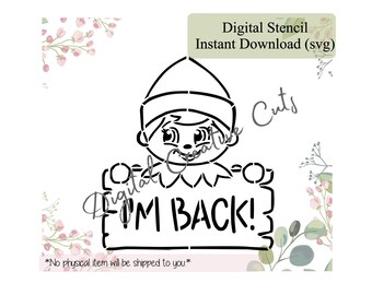 Christmas cute little elf PYO cookie stencil Digital download SVG format file Personal use only.