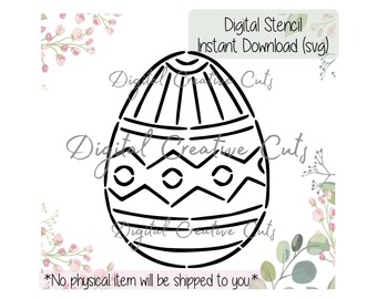 Easter egg PYO cookie stencil Digital download SVG format file Personal use only.