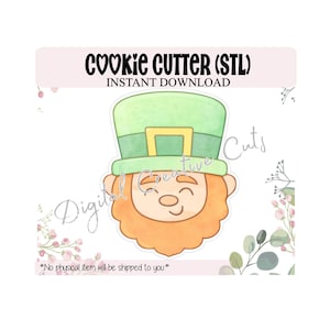 St-Patrick's day Leprechaun cookie cutter STL files instant download. 5 sizes included.
