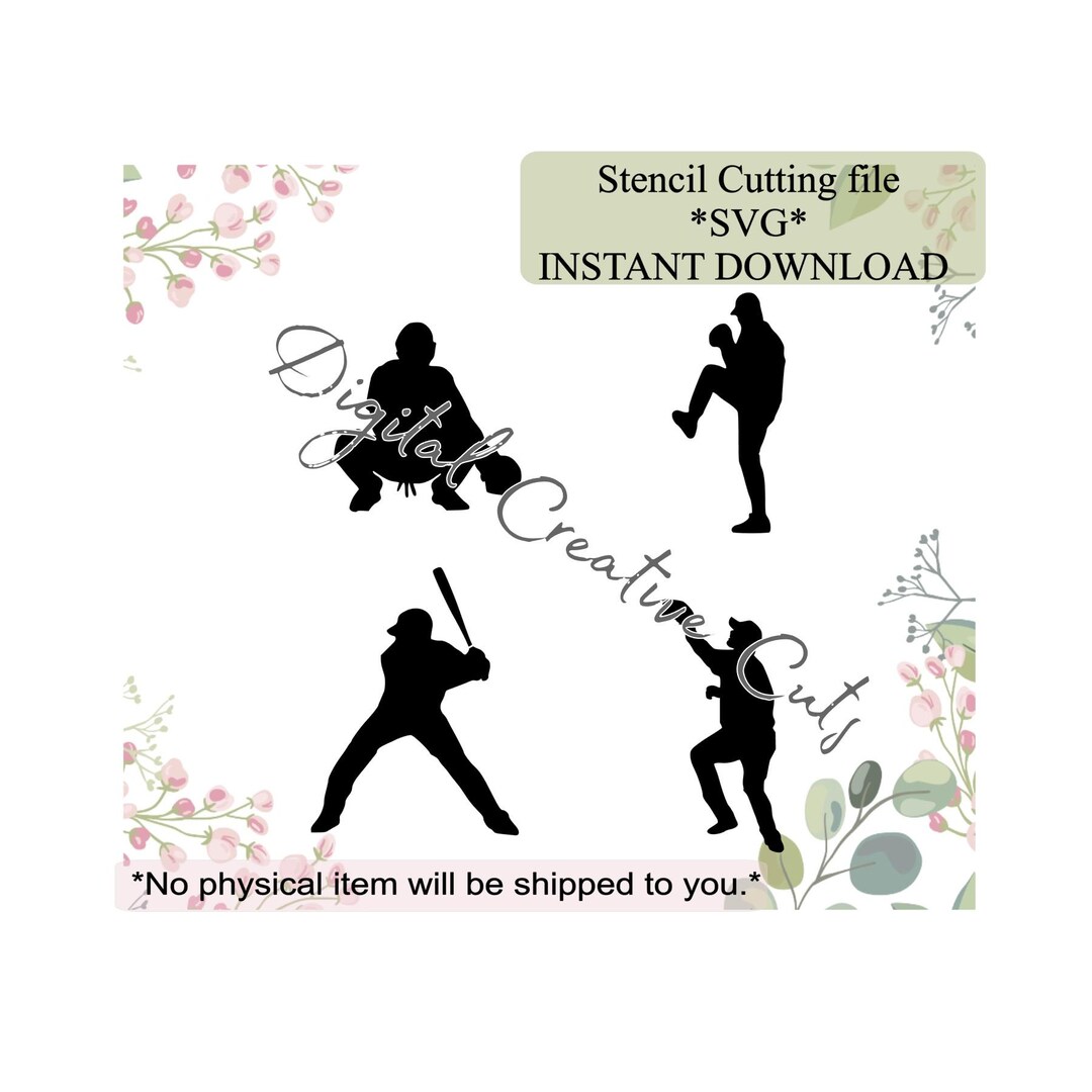 Baseball Players Cookie Stencil Download SVG Cutting File Personal Use ...