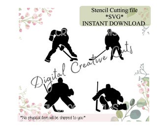 Hockey cookie stencil Digital instant download SVG file Personal use only.
