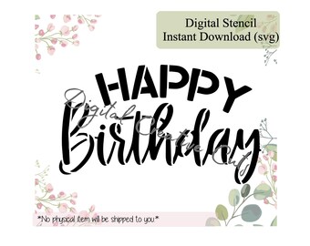 Happy birthday cookie stencil Digital download SVG cutting file Personal use only.