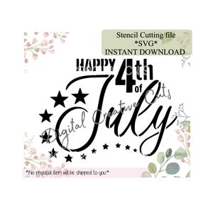 Happy 4th of July cookie stencil download SVG cutting file Personal use only.