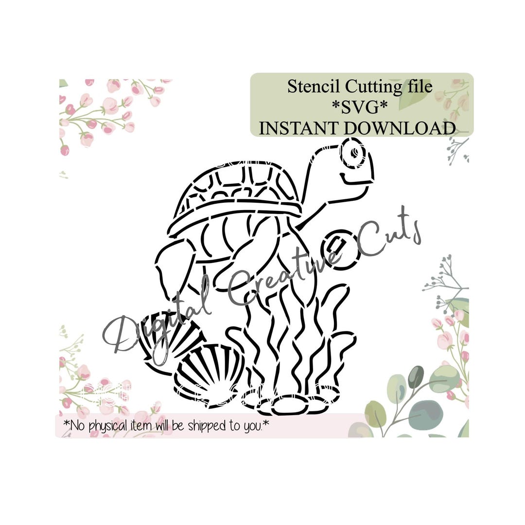 Summer Beach Sea Turtle PYO Cookie Stencil Instant Download SVG Cutting ...