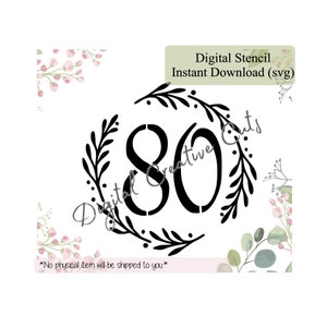 Number eighty Digital download cookie stencil SVG cutting file Personal use only.