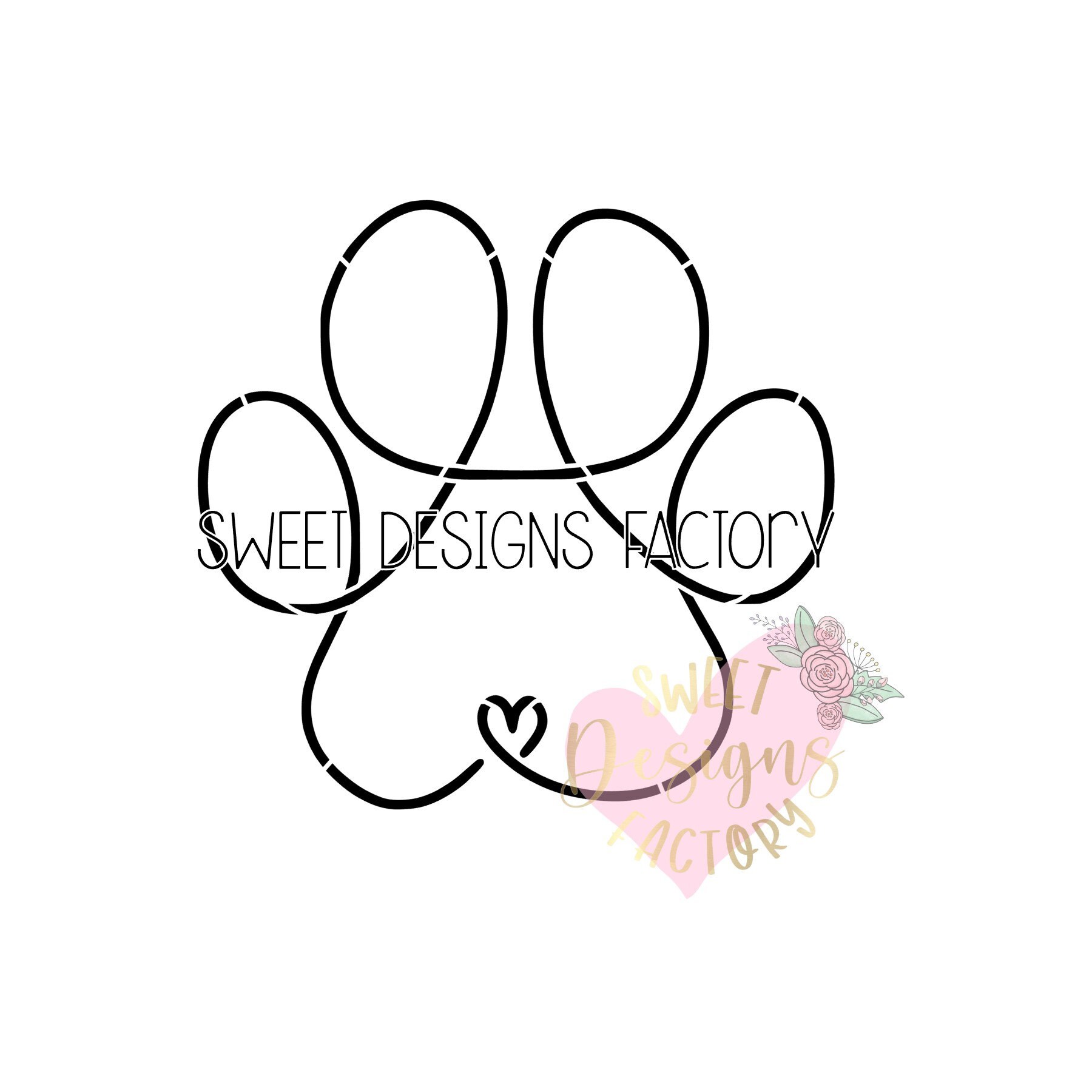 Dog paw print cookie stencil Digital instant download SVG cutting file Personal use only.