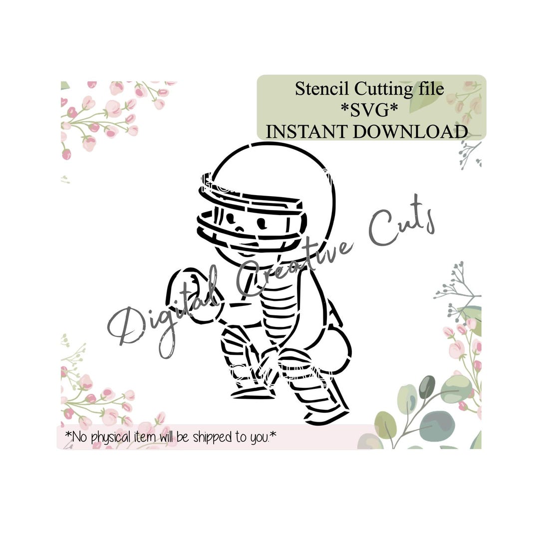 Baseball Player PYO Cookie Stencil Digital Download SVG Cutting File ...