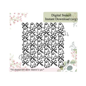 Halloween spook en strikken patroon achtergrond cookie stencil Digitale instant download SVG-bestand Alleen voor persoonlijk gebruik.