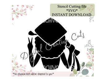 Graduate girl cookie stencil download SVG cutting file Personal use only.