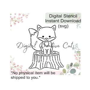 ウッドランドフォックス PYO クッキー ステンシル デジタルダウンロード SVG 形式ファイル 個人使用のみ。