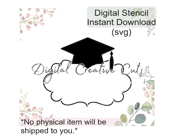 Graduation hat plaque cookie stencil Digital instant download SVG file Personal use only.